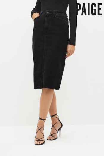 Paige Siren Denim Black Midi Skirt (U77444) | £265