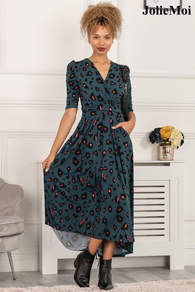 Buy Women s Jolie Moi Animal Print Green Dresses Online Next UK