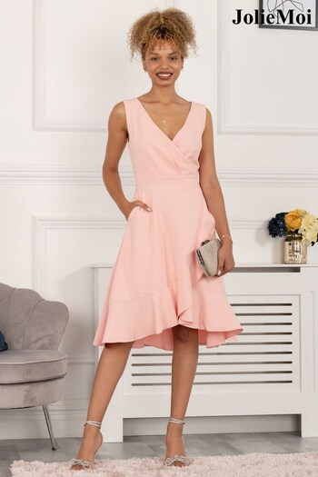 Jolie Moi Pink Gayelle Frill Hem Dress (U77500) | £65