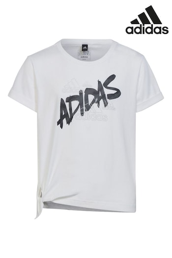 adidas White Junior Dance Knotted T-Shirt (U77505) | £20