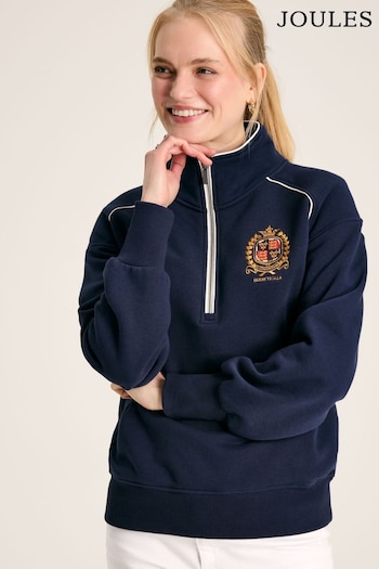 Joules Official Badminton Navy Unisex Quarter Zip Sweatshirt (U77509) | £64.95