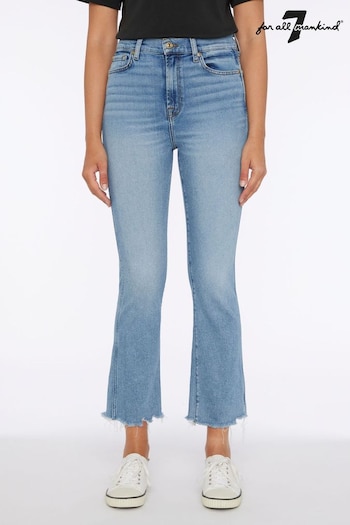 7 For All Mankind Slim Kick Flare Luxe Raw Hem Blue Jeans (U77511) | £220