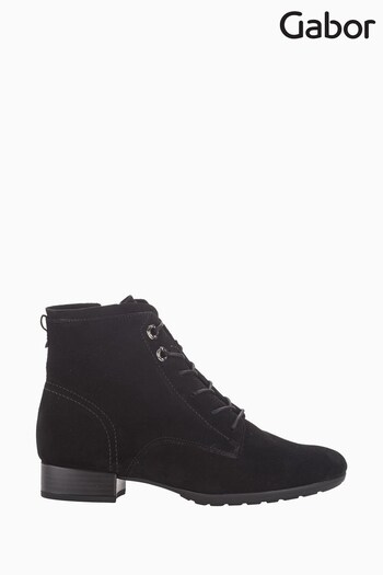 Gabor Boat Suede Ankle Black Boots (U77549) | £105
