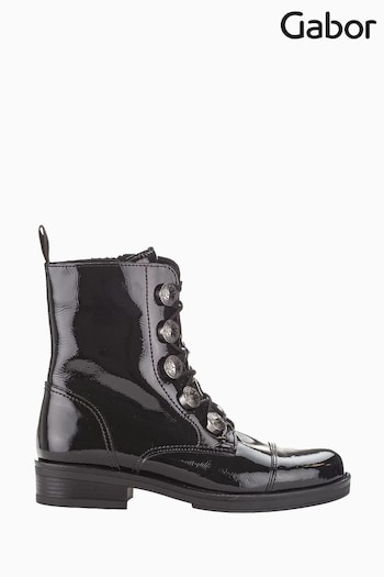 Gabor Lady Patent Leather Black Ankle Boots Ninette (U77553) | £130