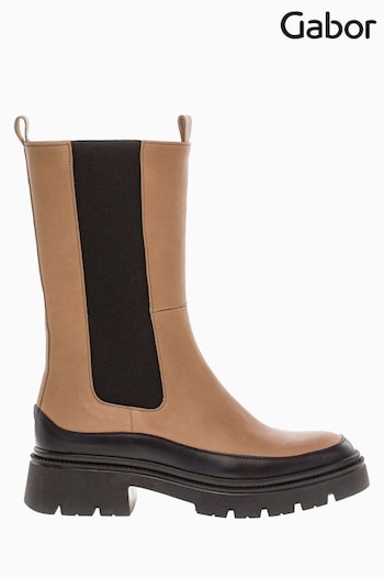Gabor Natural Lexington Chino Leather Mid Length Boots ritmo (U77562) | £150