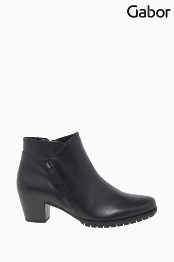 Gabor Olivetti Leather Black Ankle Boots (U77564) | £100