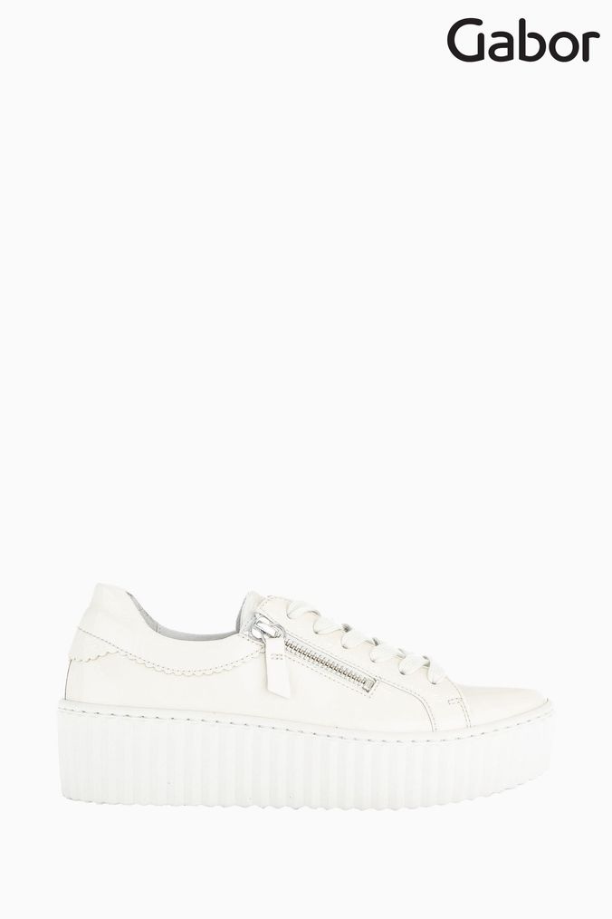 Gabor white leather outlet trainers