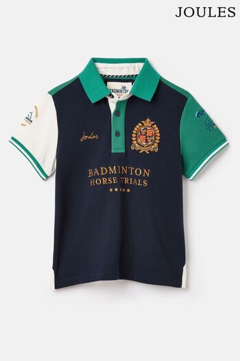 Joules Official Badminton Green & Navy Boys' Polo beigecreme Shirt (U77617) | £29.95 - £31.95