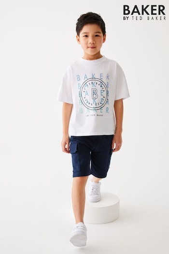 Baker by Ted Baker Navy Graphic T-Shirt And Navy Shorts Set (U77643) | £30 - £37