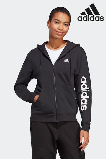 adidas Black Linear Logo Full Zip Hoodie (U77705) | £45