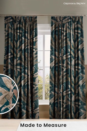 Graham & Brown Teal Blue Borneo Made to Measure Curtains (U77810) | £119