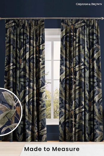 Graham & Brown Midnight Blue Borneo Made to Measure Curtains (U77812) | £119