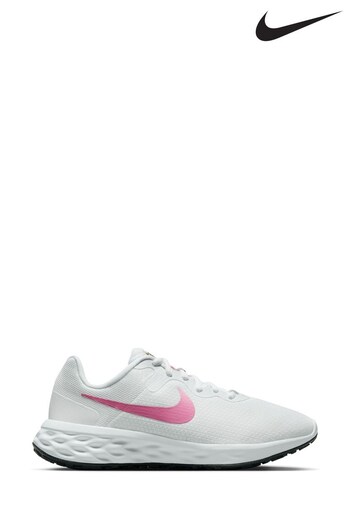 Nike Ultramarine White/Pink Revolution 6 Running Trainers (U78124) | £60