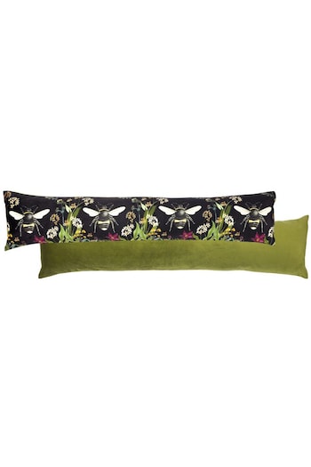 Wylder Nature Black Midnight Garden Bee Printed Velvet Draught Excluder (U78199) | £17