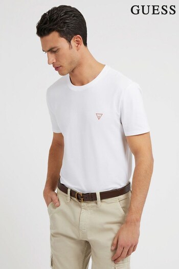 Guess Basic Crew Neck Slim Fit White T-shirt with Logo Detail (U78216) | £25