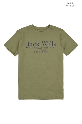 Jack Wills Khaki Green Script T-Shirt (U78488) | £18 - £24