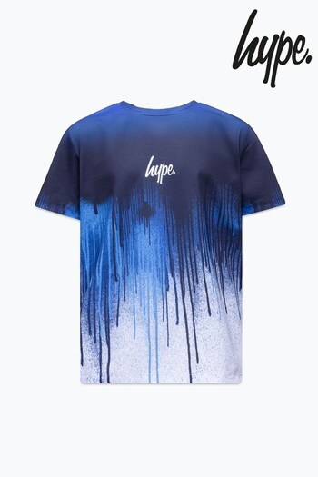 Hype. Boys Blue Gradient Drips Mini Script T-Shirt (U78823) | £18