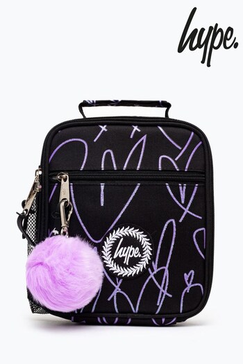 Hype. Purple Glitter Scribble Heart Black Lunch Box (U79040) | £18