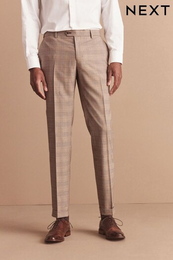 Taupe Skinny Skinny Fit Check Suit: waist Trousers (U79045) | £50