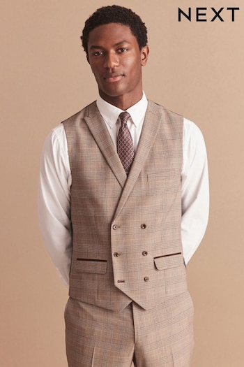 Taupe Check Suit Waistcoat (U79046) | £50