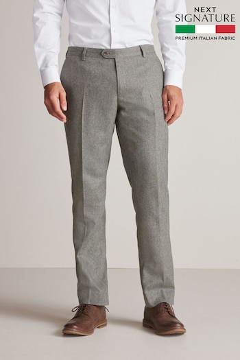 Sage Green Nova Fides Wool Blend Herringbone Suit Trousers (U79057) | £24