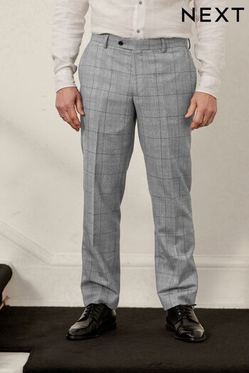Mid Grey Tailored Fit Wool Blend Check Suit: Trousers (U79063) | £59