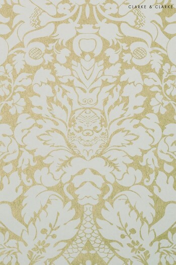 Clarke and Clarke Gold Valentina Wallpaper (U79543) | £54
