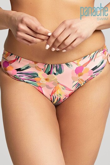 Panache Swim Pink Tropic Paradise Drawside Midi Bikini Briefs (U79996) | £28