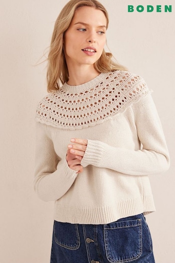 Boden Natural Crochet Yoke Jumper (U80188) | £110