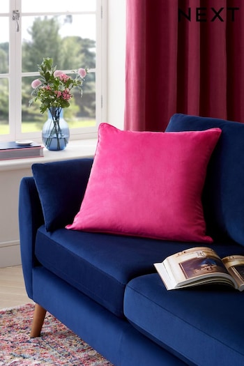 Bright Pink Matte Velvet Large Square Cushion (U80308) | £16
