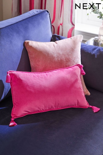 Bright Pink Rectangle Matte Velvet Cushion (U80310) | £10