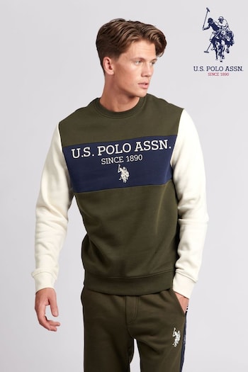 U.S. Polo Assn. Mens Sports Panelled BB Crew Sweatshirt (U80372) | £55