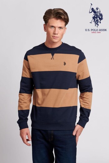 U.S. Polo Assn. Mens Engineered Stripe LB Crew Sweatshirt (U80409) | £60