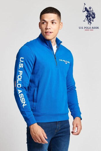 U.S. Polo Assn. Mens Classic Blue Zip Sport Sweatshirt (U80452) | £60