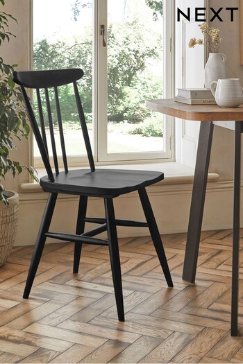 Set of 2 Black Painted Oak Fin Dining Chairs (U80468) | £199