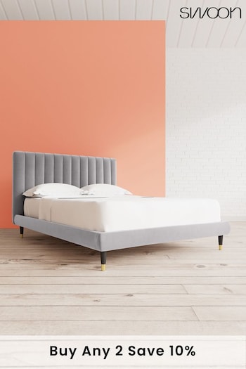 Swoon Easy Velvet Silver Grey Porlock Bed (U80529) | £909 - £1,019