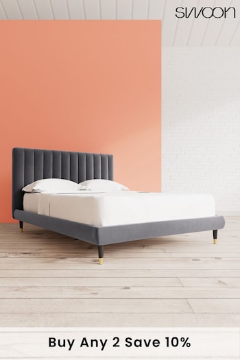 Swoon Easy Velvet Granite Grey Porlock Bed (U80530) | £909 - £1,019