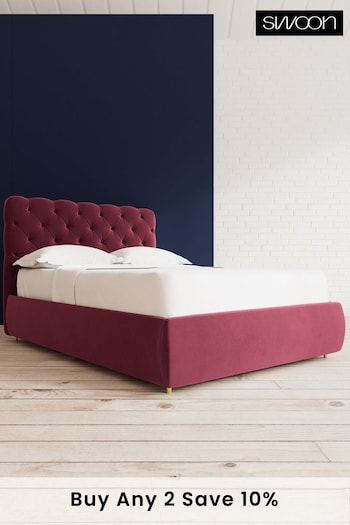 Swoon Easy Velvet Bordeaux Red Burbage Divan Bed (U80532) | £1,199 - £1,289