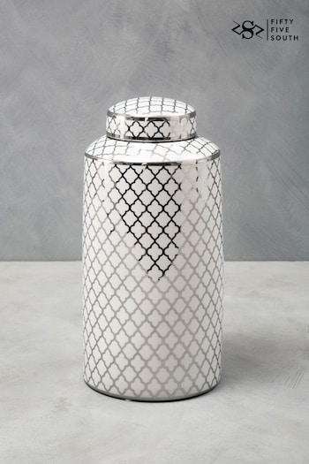 Fifty Five South White/Silver Large Ceramic Jar (U80547) | £55