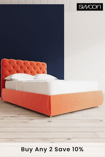 Swoon Easy Velvet Burnt Orange Burbage Divan Bed (U80667) | £1,199 - £1,289