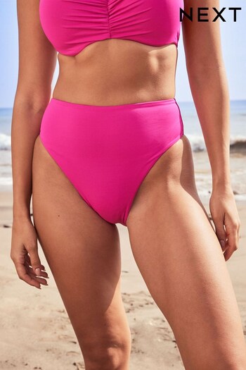 Pink High Waist Briefs Tummy Control Bikini Bottoms (U80770) | £18