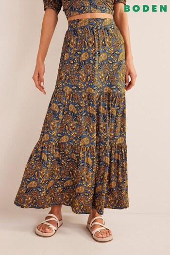 Boden Gold Jersey Maxi Skirt (U80801) | £70