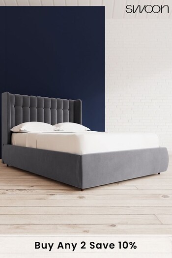 Swoon Easy Velvet Granite Grey Kipling Divan Bed (U81076) | £1,259 - £1,349