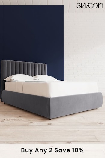 Swoon Easy Velvet Granite Grey Porlock Divan Bed (U81080) | £1,169 - £1,259