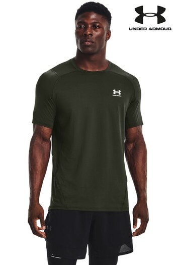 Under Armour Khaki Green Heat Gear Fitted T-Shirt (U81125) | £31