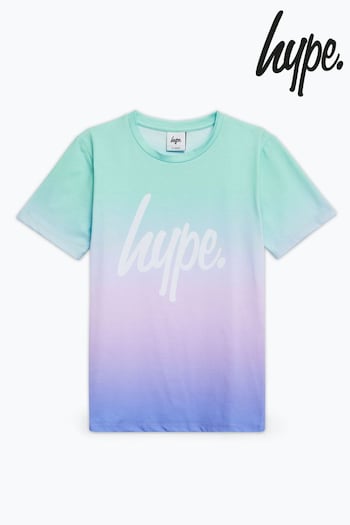 Hype. Girls Blue Aqua Fade Script T-Shirt (U81150) | £18