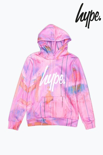 Hype. Girls Pink Spray Drip Script Hoodie (U81169) | £40