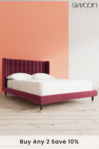 Swoon Easy Velvet Bordeaux Red Kipling Bed (U81271) | £989 - £1,099