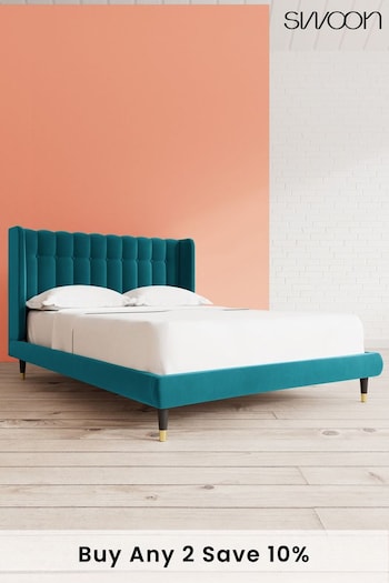 Swoon Easy Velvet Kingfisher Blue Kipling Bed (U81273) | £989 - £1,099