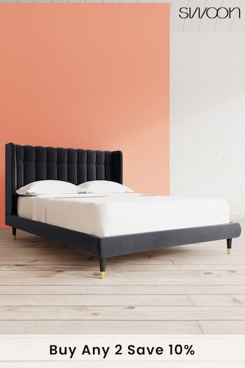 Swoon Easy Velvet Black Kipling Bed (U81276) | £989 - £1,099